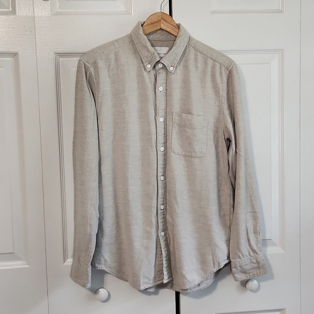 American Eagle‎ Men's Taupe Long Sleeve Button Down Shirt Size SM Cotton Soft